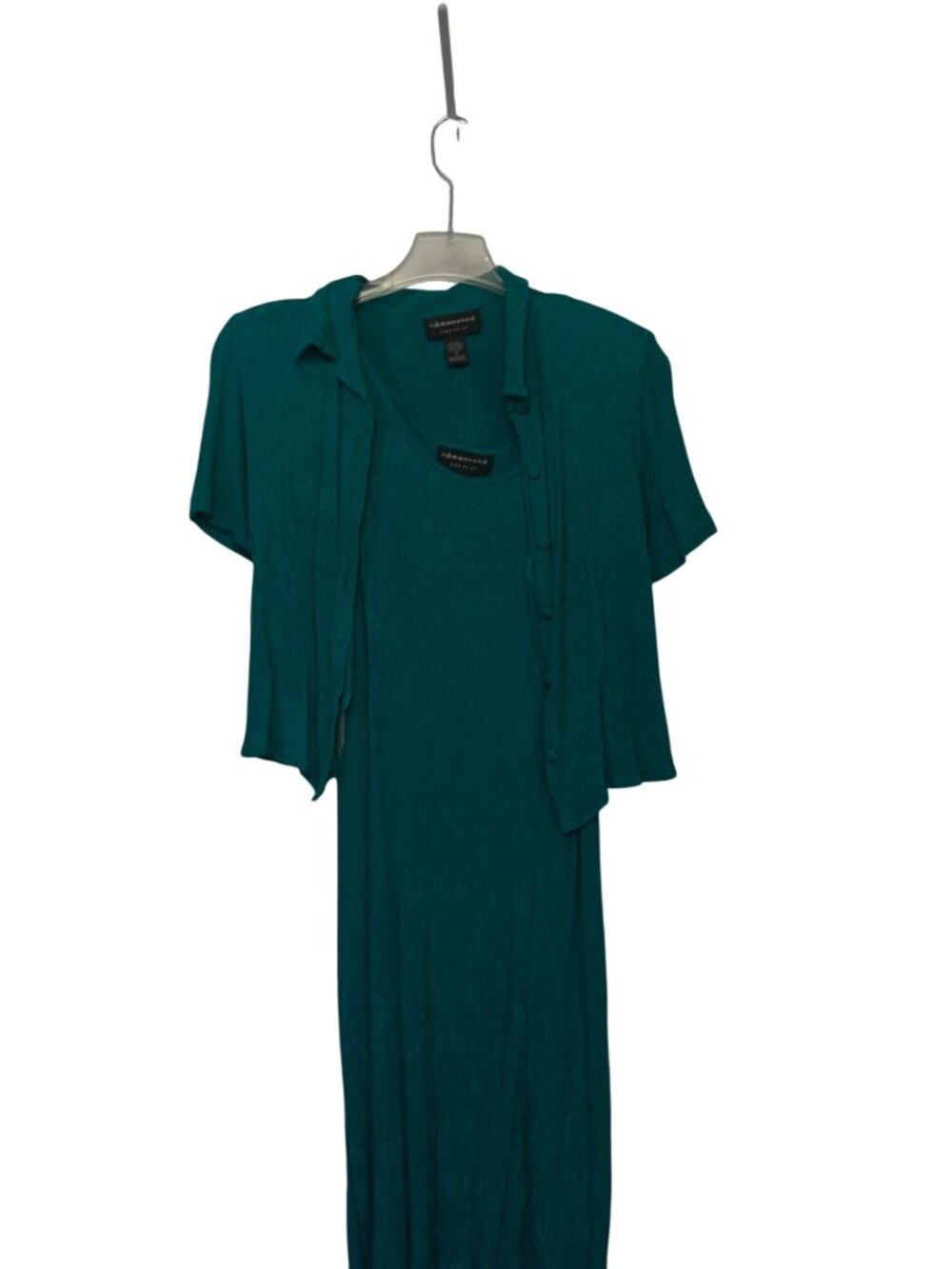 Connected Apparel 2 piece Maxi Dress Teal Size 12 100% Rayon Textured Sleeveless - Picture 7 of 14